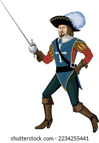 Medieval Cavalier Swordsman Vector Illustration