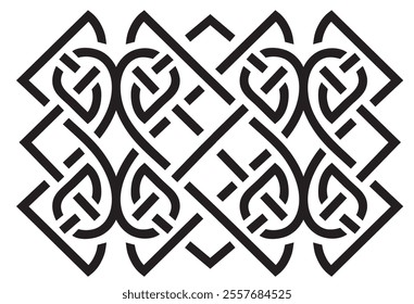 
Medieval Celtic knot tattoo illustration. Celtic, Irish knots ornament. Celtic symbols, endless knot shape vector icon, infinite spirit unity symbol, pagan tribal symbols graphics isolated