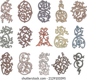 Medieval Celtic Knots Tribal Ornaments Design Collection Set Vector Isolated