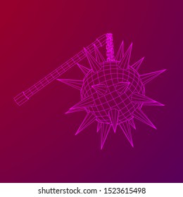 Medieval chained mace ball. Wireframe low poly mesh vector illustration.