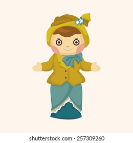 Medieval character cartoon theme elements