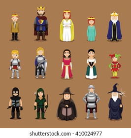 Medieval Characters Set Cartoon Vector Illustration
