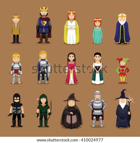 Medieval Characters Set Cartoon Vector Illustration
