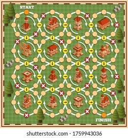 Medieval city. Board game. Vector design of the game application.