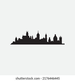 Medieval city or downtown. Vector silhouette