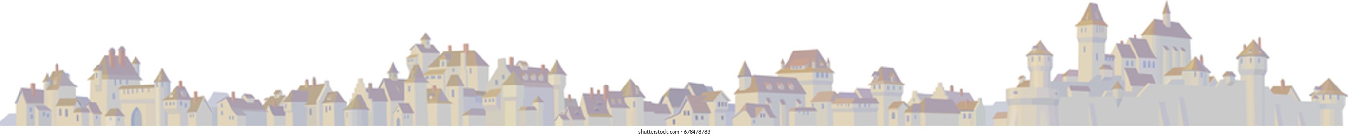 Medieval City Silhouette Decorative Header and Footer