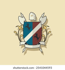 Escudo de armas medieval. Ilustración vectorial de color.