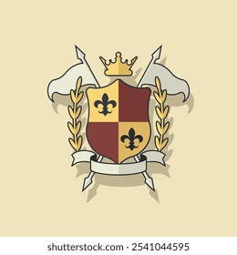 Escudo de armas medieval. Ilustración vectorial de color.