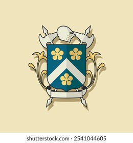 Escudo de armas medieval. Ilustración vectorial de color.