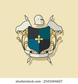 Escudo de armas medieval. Ilustración vectorial de color.