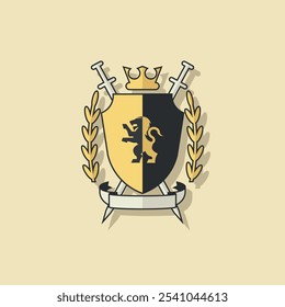 Escudo de armas medieval. Ilustración vectorial de color.