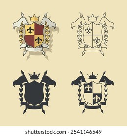 Escudo de armas medieval. Ilustración vectorial de color.