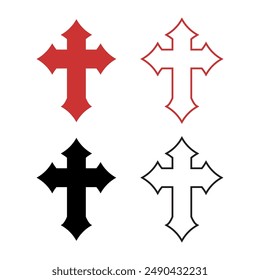 medieval coat of arms icons. templar cross isolated