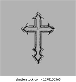 medieval cross and wings vector illustration