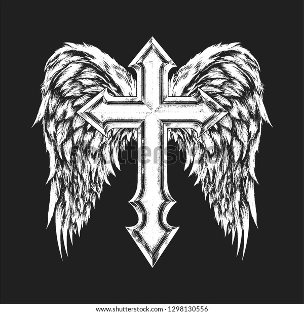 Medieval Cross Wings Vector Illustration Stock Vector (Royalty Free ...