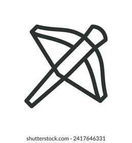 Icono aislado de ballesta cruzada medieval, símbolo vectorial de ballena cruzada con trazo editable