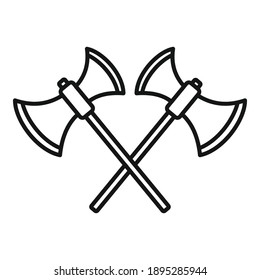 Medieval Crossed Axe Icon Outline Medieval Stock Vector (Royalty Free ...