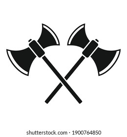 Medieval crossed axe icon. Simple illustration of medieval crossed axe vector icon for web design isolated on white background