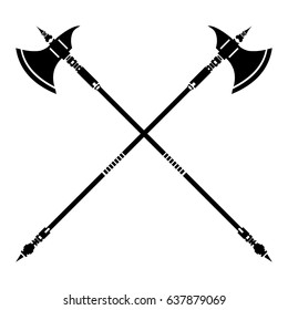 Medieval Crossed Halberds Silhouette Icon Ancient Stock Vector (Royalty ...