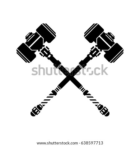 Medieval Crossed Hammers Icon.