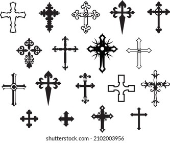 MEDIEVAL CROSS.RELIGION SYMBOL. CHURCH. VECTOR.CHRIST