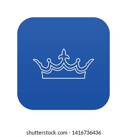 Medieval crown icon blue vector isolated on white background