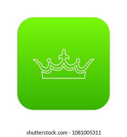Medieval crown icon green vector isolated on white background