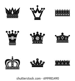 Medieval crown icon set. Simple set of 9 medieval crown vector icons for web isolated on white background