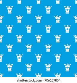 Medieval crown pattern repeat seamless in blue color for any design. Vector geometric illustration