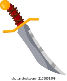 Medieval dagger, illustration, vector on a white background.