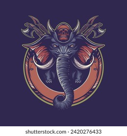 medieval dark elephant vector illustration