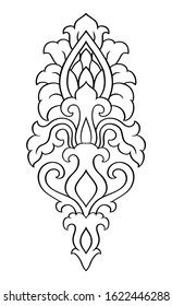 Medieval design element. Simple template for carpet, wallpaper, textile and any surface. Vector ornamental flower on a white background.