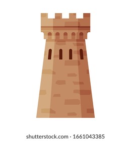 Medieval Donjon Tower, Part of Ancient Fortress or Castle Vector Illustration