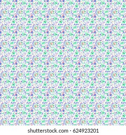 Medieval doodle royal pattern. Good for greeting card for birthday, invitation or banner. Pink, beige and yellow seamless pattern on a white background. Vector design. Decorative symmetry arabesque.