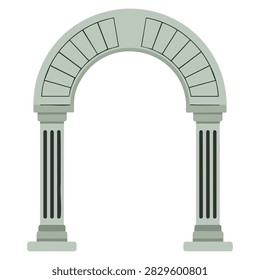 Medieval door arch detailed flat illustration suitable for historical architecture castle design ancient entrance and fantasy artwork themes
