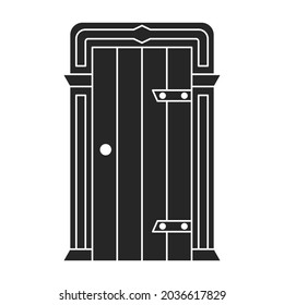 Medieval door vector black icon. Vector illustration castle doors on white background. Isolated black illustration icon medieval door.