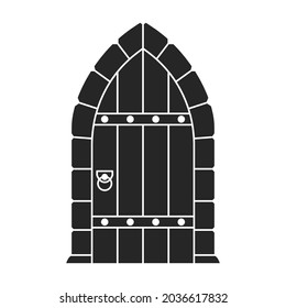 Medieval door vector black icon. Vector illustration castle doors on white background. Isolated black illustration icon medieval door.