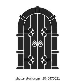 Medieval door vector black icon. Vector illustration castle doors on white background. Isolated black illustration icon medieval door.