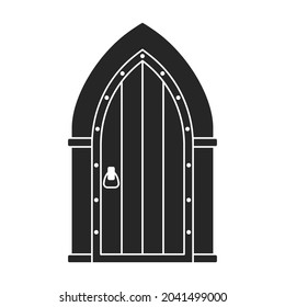 Medieval door vector black icon. Vector illustration castle doors on white background. Isolated black illustration icon medieval door.