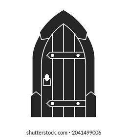 Medieval door vector black icon. Vector illustration castle doors on white background. Isolated black illustration icon medieval door.