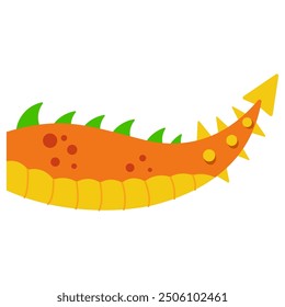 Medieval dragon tail costume vector cartoon illustration isolated on a white background.