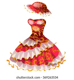 Medieval dress of the young lady. Vector.