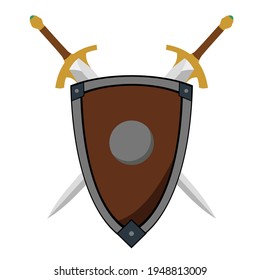 medieval emblem swords and shield vector design