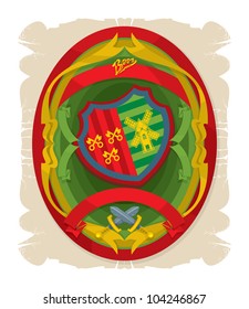 Medieval Europe. Beer labels, 18, vector