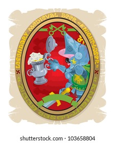 Medieval Europe. Beer labels, 9, vector