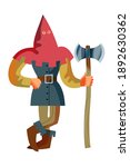 Medieval executioner with axe character. Hangman standing with weapon in Middle Ages period vector illustration. Man in hood clothing ready to execute isolated on white background.
