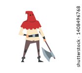 Medieval Executioner Character with Axe Vector Illustration