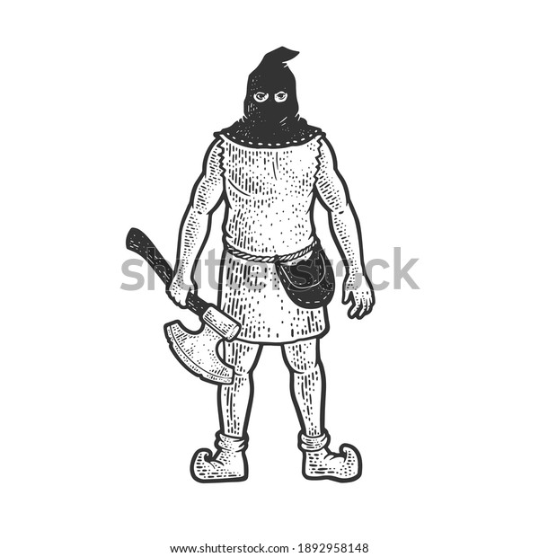 Medieval Executioner Sketch Engraving Vector Illustration Stock Vector ...