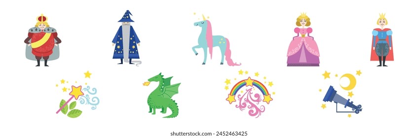 Medieval Fairy Tale Characters and Attribute Vector Set