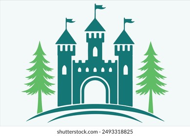 Medieval fairytale castle cartoon vector illustration design